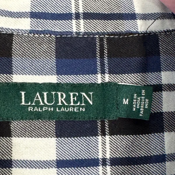 Lauren Ralph Lauren Blue Plaid Button Down Shirt Womens M Fall Preppy Classic - Image 7