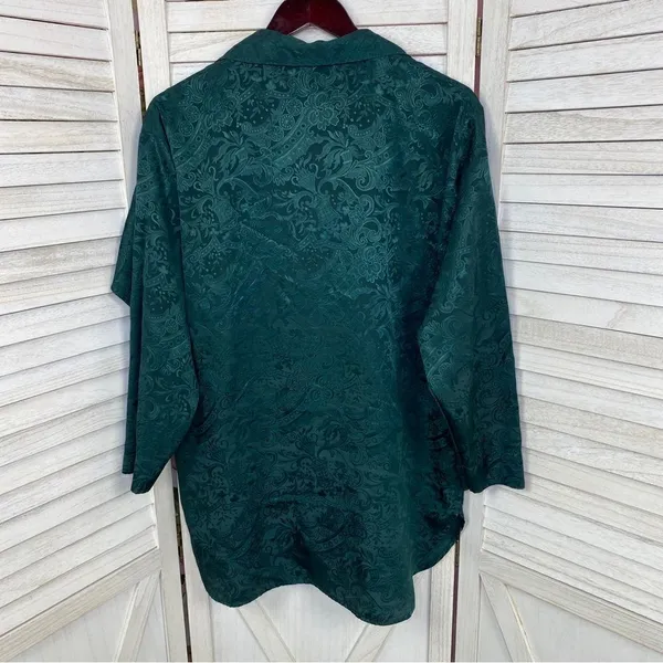 Victoria’s Secret Vintage‎ Satin Brocade Nightshirt Green Small - Image 6