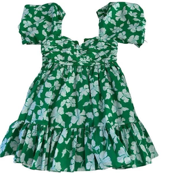 AMUR Martine Mini Dress, Green/White Floral, Size 10, NWT - Image 3