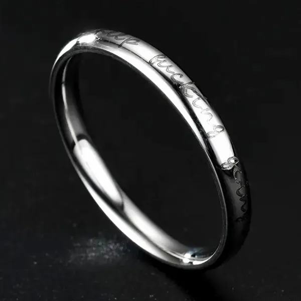 Unisex Minimalist Inspirational 'Keep F*ck*ng Going' SS Ring Size 9 Silver - Image 5