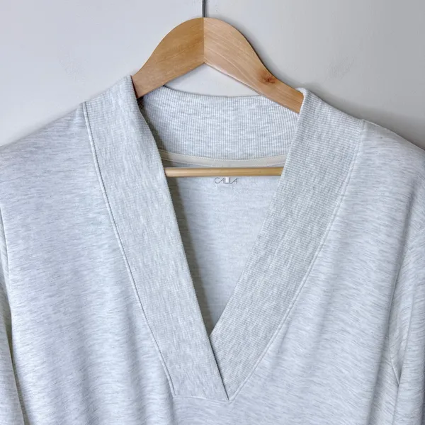 Calia by Carrie Underwood Soft Shawl Collar Jumpsuit Light Grey Heather‎ Large - Image 4