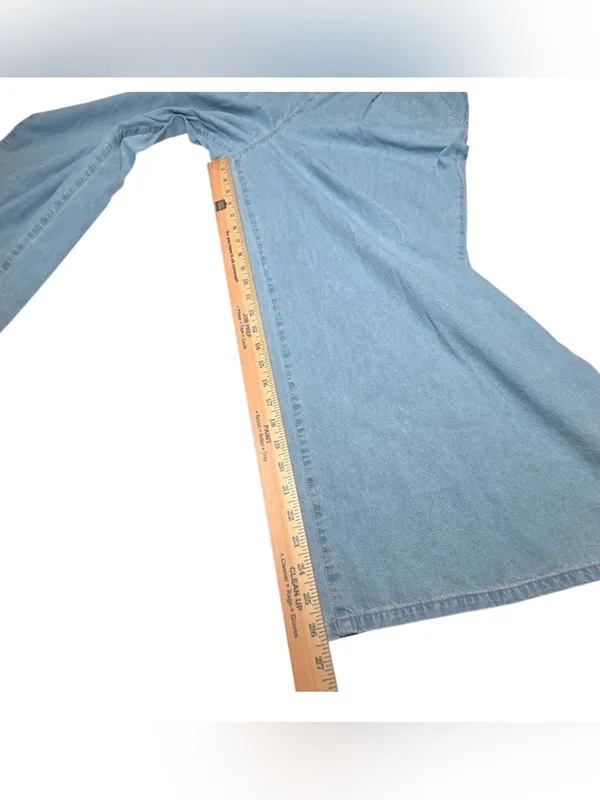 NWT Free People Size LARGE Sasha Convertible Wide Leg Jeans Pocket Jumpsuit - Image 4