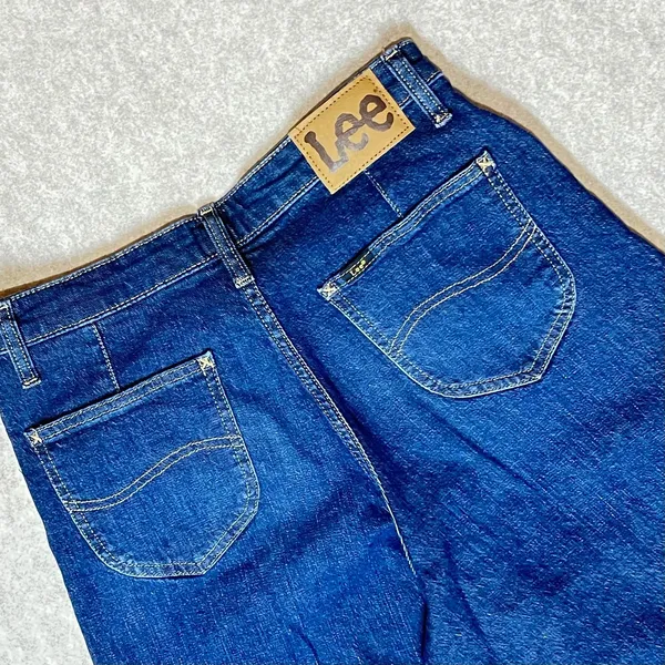 Y2K Lee High Rise‎ Wide Leg Jeans Dark Wash Denim Retro Indigo size 29 Boho - Image 2