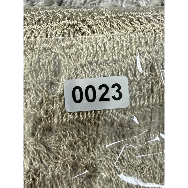 Womens Crochet Knit Cardigan Long Duster Metallic Beige Fringe Boho Cover Up L - Image 15