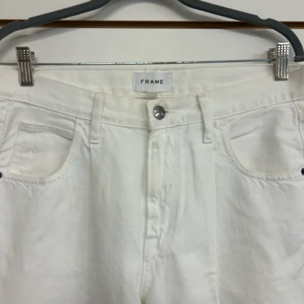 Frame‎ Baggy Denim Le Straight Leg White (Blanc) Jeans 26 100% Cotton - Image 5