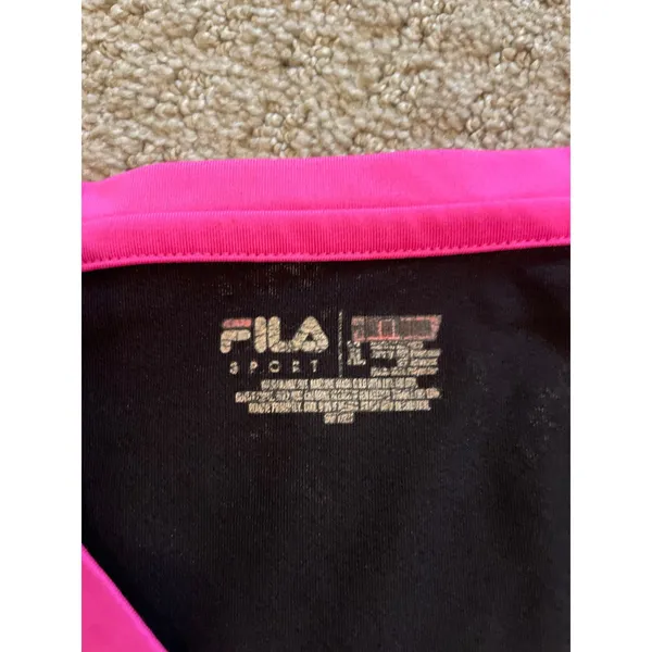 FILA Sport Performance Black V-Neck Short Sleeve Top - Image 4