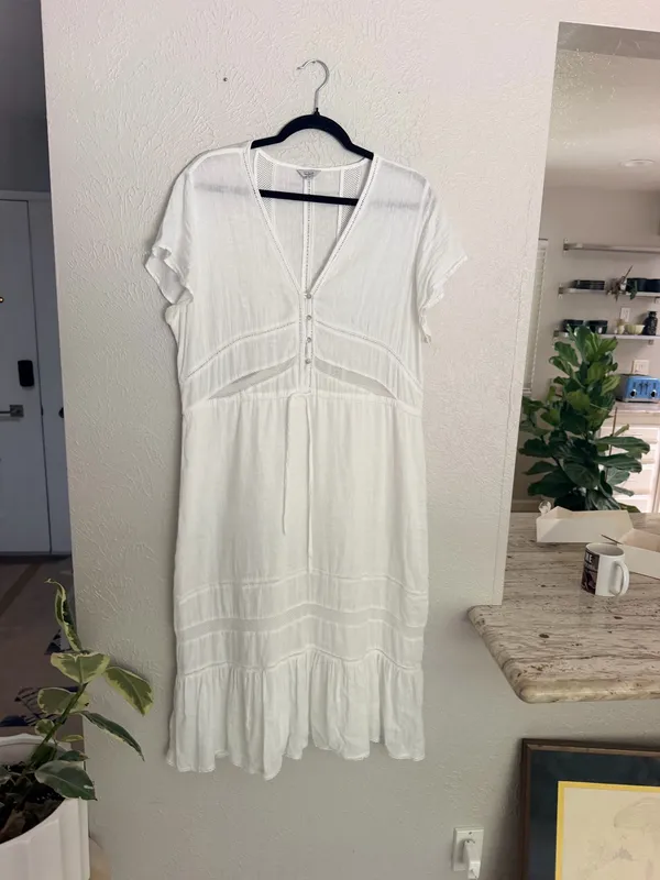 Rails white flowy tiered short sleeve cotton midi dress L. - Image 11