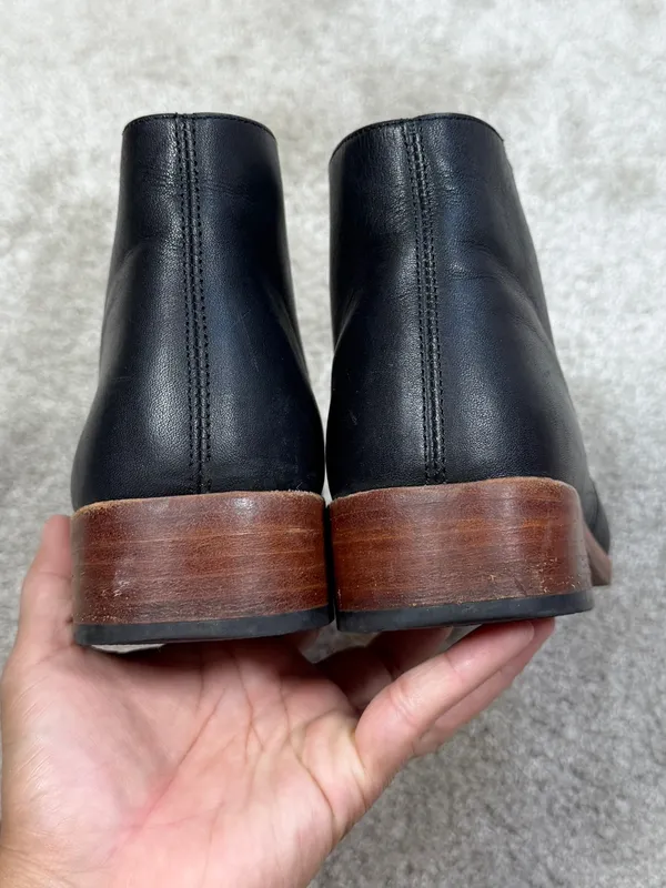 Nisolo Isa Chukka Boots Leather Oxford Block Heels in Black 7.5 - Image 6