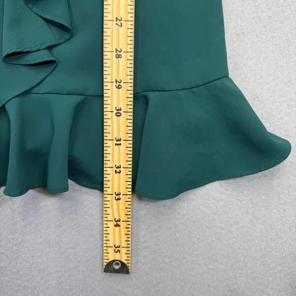 Amanda Uprichard‎ Emerald Green Ruffle V-Neck Mini Dress Size S Sleeveless Party - Image 6