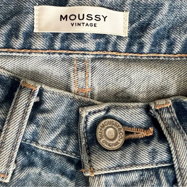 MOUSSY Vintage Light Wash Distressed Straight Jeans Size 24 Made in Japan - Image 9