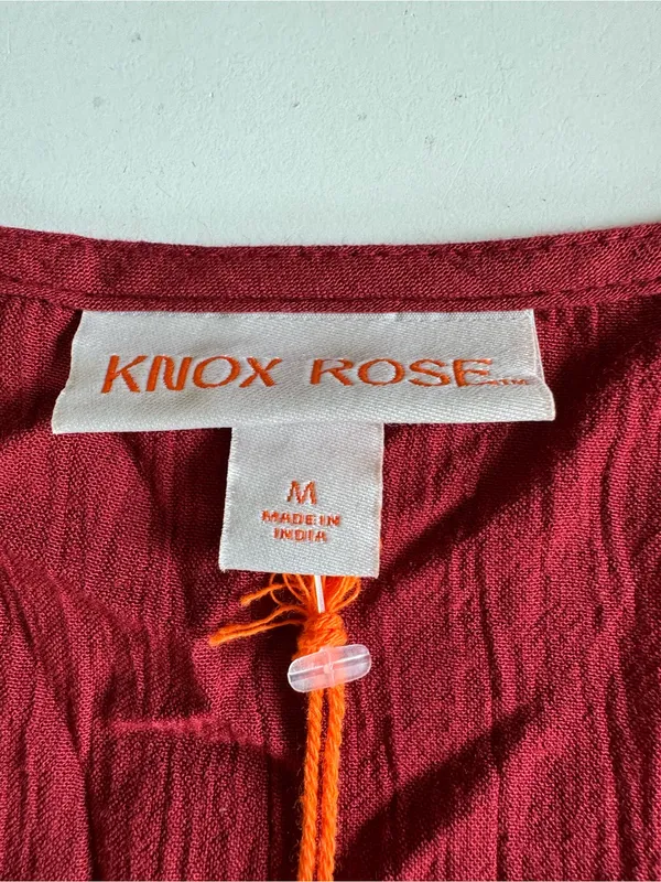 Knox Rose Deep Red V Neck Embroidered Tunic Blouse Top Sz Medium NWT - Image 4