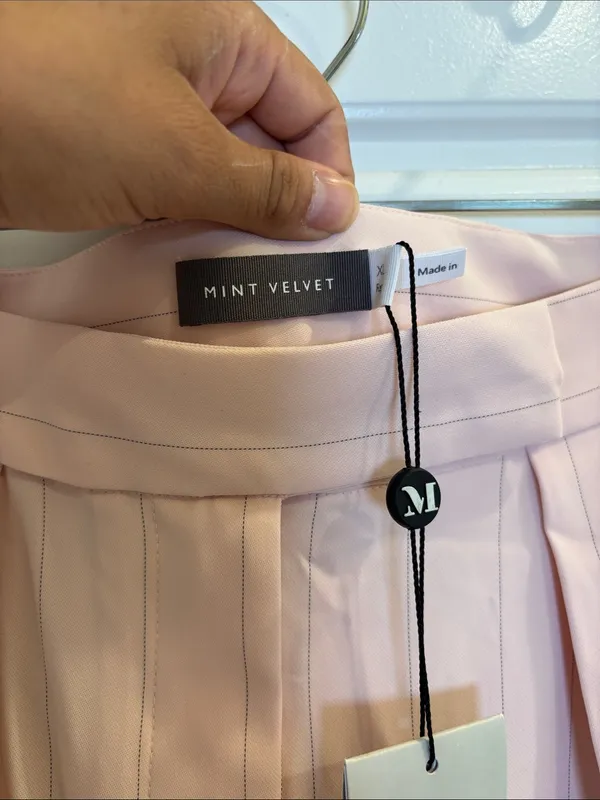 NWT Mint Velvet Pink Pinstripe 2 Piece Shirt Pants Set XL - Image 9