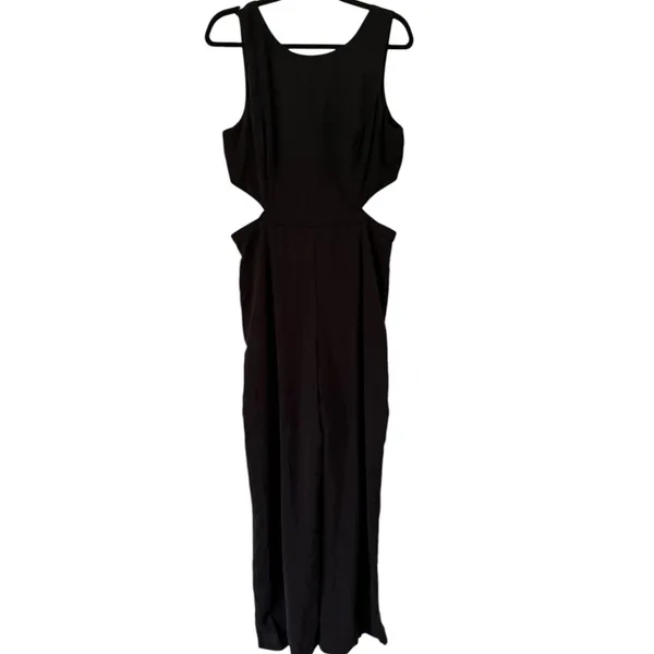 NWT Lulus Moments to Remember Black Sleeveless Wide-Leg Cutout Jumpsuit Size XL - Image 4