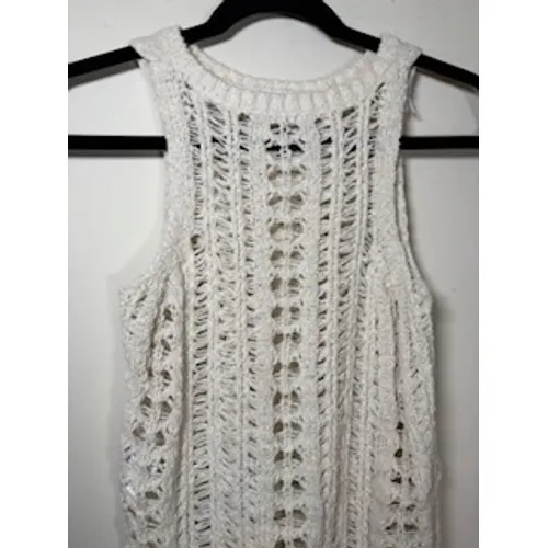 AMERICAN EAGLE Crochet Sweater Tank XS White Open Knit Boho Festival Top‎ - Image 5