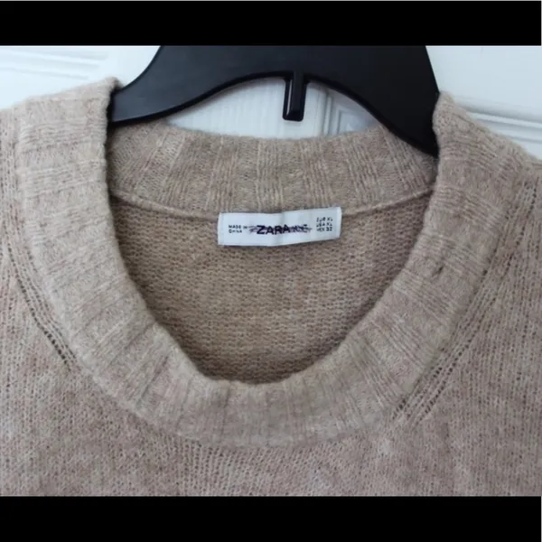 Zara | Beige Soft Crew Neck Knit Sweater - Image 4