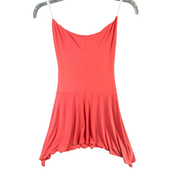 Rhapsody Y2K‎ Strapless Bow Front Mini Dress M Coral Pink Sleeveless Coquette - Image 6