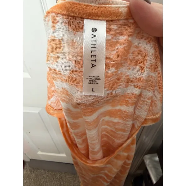ATHLETA Breezy Tank Top Tie Dye Orange/White Size L - Image 3