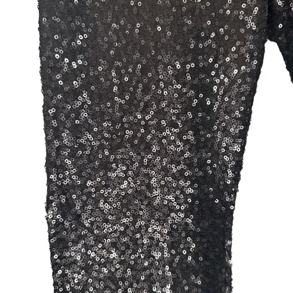 Bisou Bisou Black Metallic Sequin Skinny Ankle Dressy Legging Pants Women Sz M - Image 5