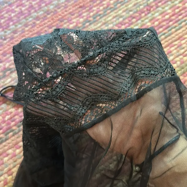 Victorias Secret Black Lace Sheer Mesh Baby Doll Slip - Image 6