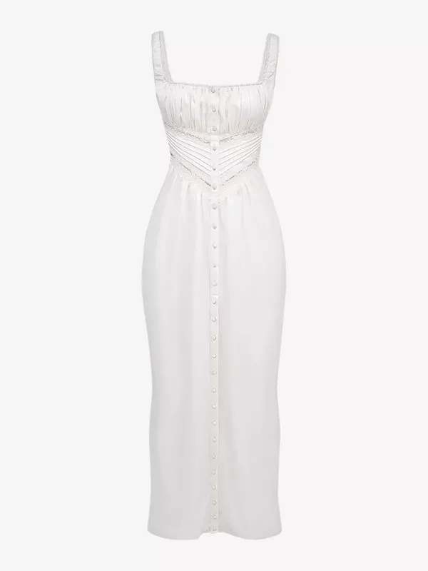 House of CB Illiana scalloped-trim bodice-top stretch-silk maxi dress Large plus - Image 2