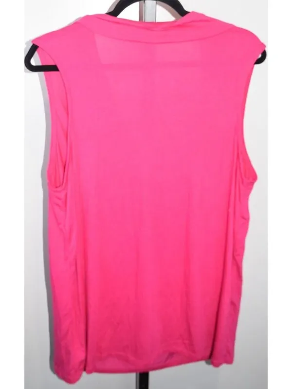 Torrid Cowl Neck Sleeveless Top Hot Pink Draped Front, Size 2 - Image 2
