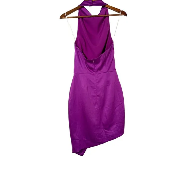 Elliatt Asymmetric Satin Cocktail Dress Violet Halter Small NWT Defect - Image 6