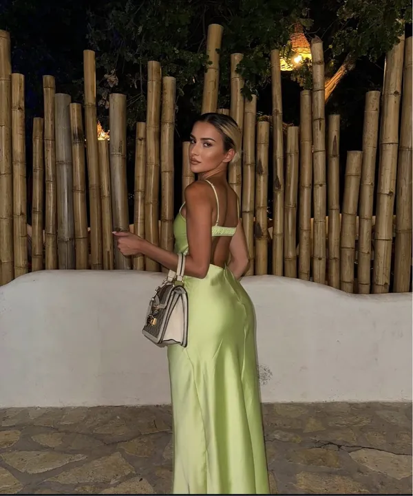 Zara Dress Lime Green Satin Effect Maxi Midi Wedding Party Date Coctail - Image 8