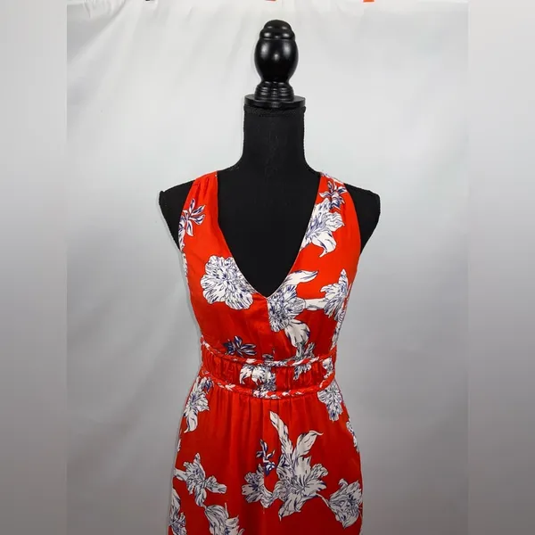 Maxi Dress Red Japna Medium Racerback Red+ White Flowers - Image 5