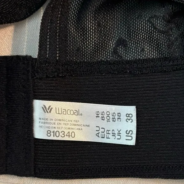 Wacoal Size 38 Net Effect Soft Cup Bra Bralette Lace Wire Free Black 810340 - Image 4