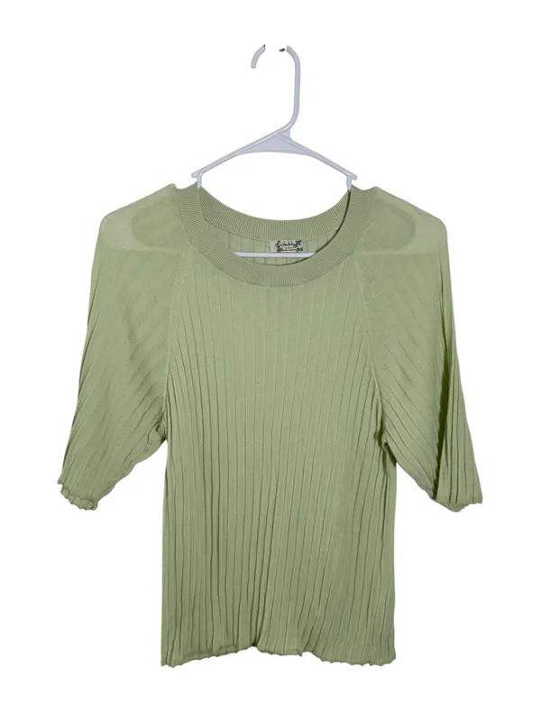 Free People Crewneck Ribbed Sweater Top Sugared Mint Green Large - Image 3