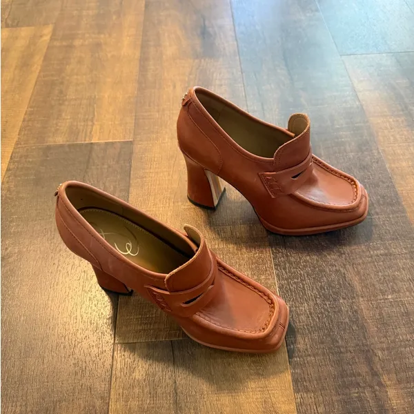 Sam Edelman Leather Block Heel Loafers Size 8 - Image 6