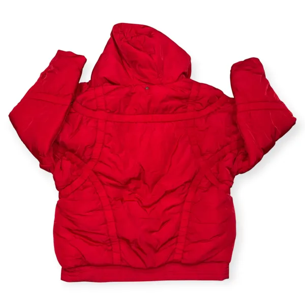 NEW With Tag Free People Movement Cranberry Red Shirr Enough Primaloft Insulated Puffer Coat Jacket Small - Image 7