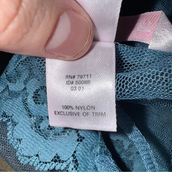 Victoria's Secret Sleeveless Blue‎ Mesh Lace Lingerie Chemise Sz L - Image 6