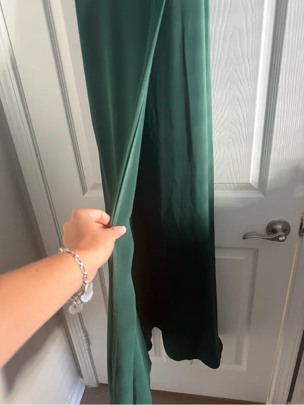 David's Bridal Celebrate Crepe-Back Satin Spaghetti Strap Dress Juniper Size 6 - Image 4