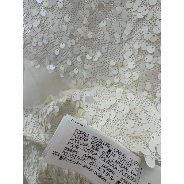 Zara White Sequin Ruffle Slip Mini Dress Size XS Bridal Cocktail 8306/732 - Image 7