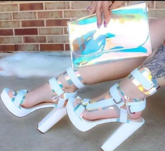 Women White PU Glamorock-2 High Heels - Image 2
