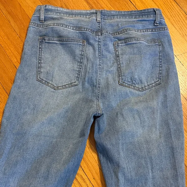 Harper High Rise Distressed Blue Jeans - Image 10
