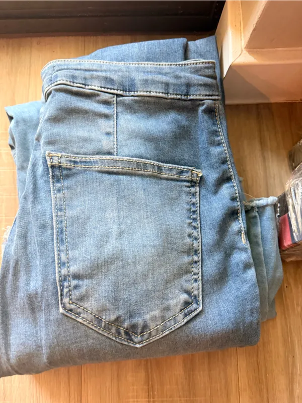 Free People Dark Blue Denim Flare Jeans - Image 4