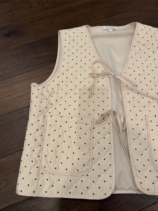 PrettyGarden Polka Dot Quilted Vest Size Large - C10-040 - Image 5