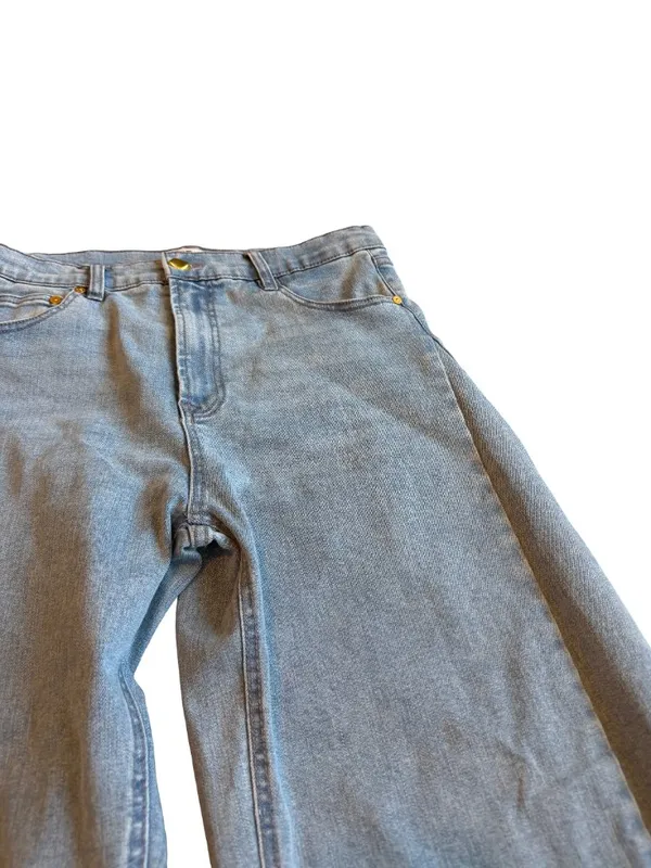 Oat New York Wide Leg Barrel Jeans Light Wash Denim Quiet Luxury Size 10/30 - Image 4