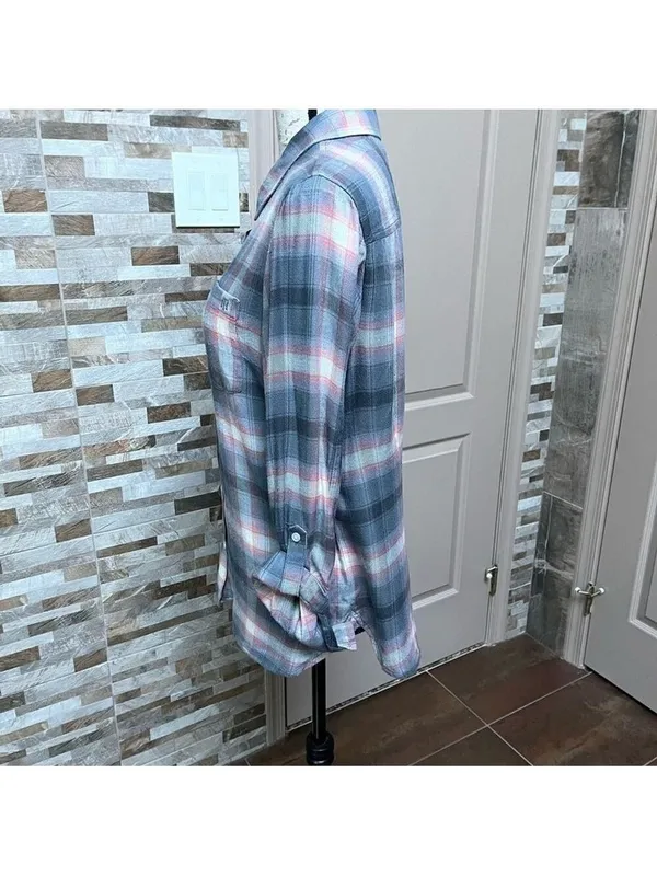 TOMMY Hilfiger women button down shirt top blouse plaid Sz M - Image 4