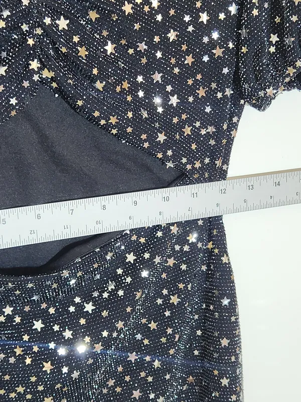 Altar'd State Black Metallic Star Cutout Mini Dress Size Medium - Image 6
