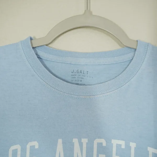 J. Galt Brandy Melville Los Angeles California Cropped Graphic T-Shirt Blue OS - Image 2