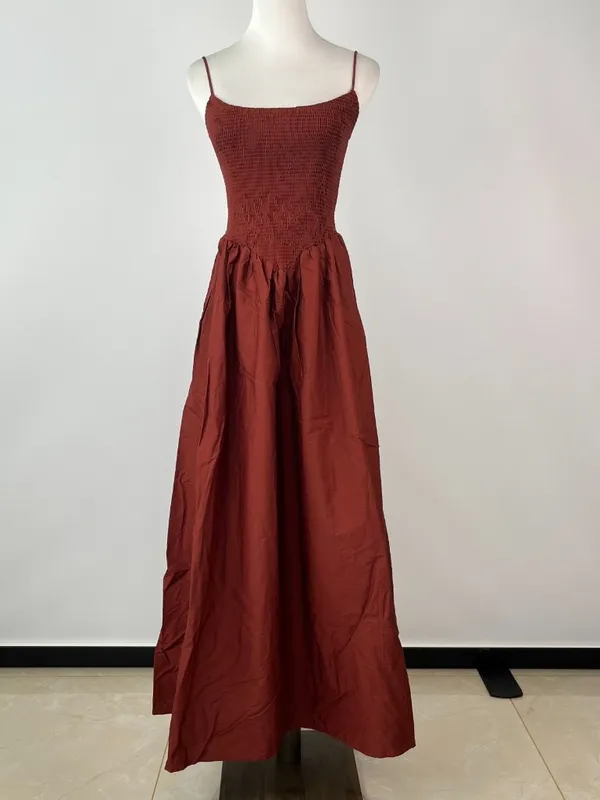NWOT Farm Rio Cotton Burgundy Sleeveless Midi Dress Size XS - Image 4