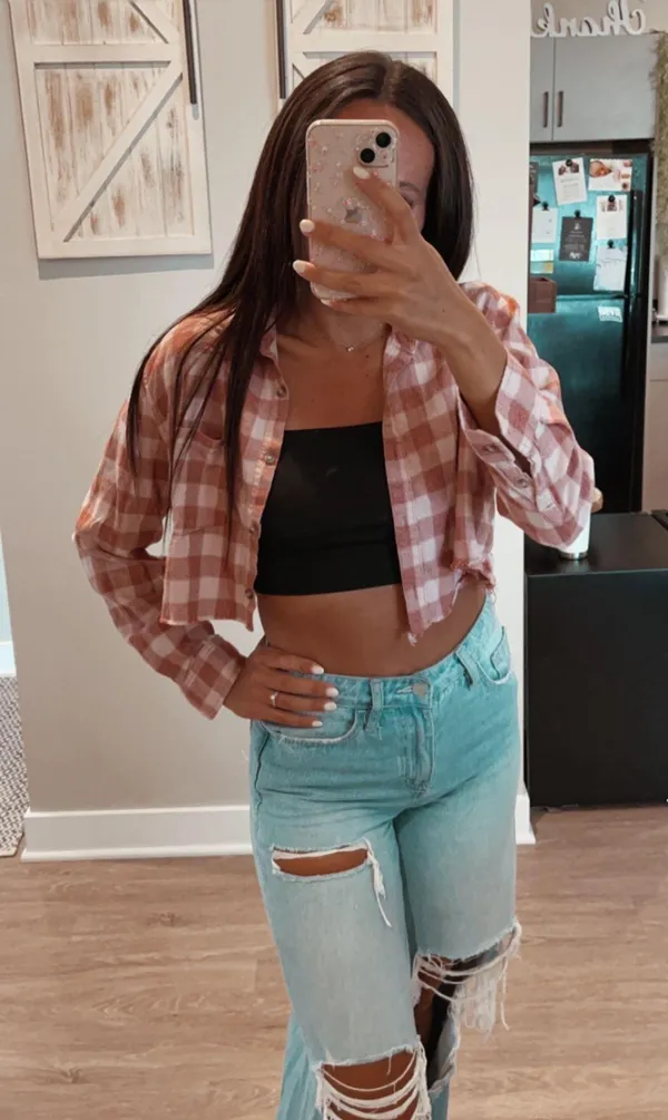 Cropped flannel White - Image 2