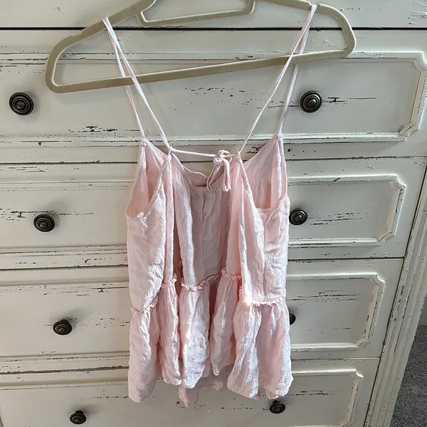 American Eagle light pink tie back tank top Sz L - Image 2