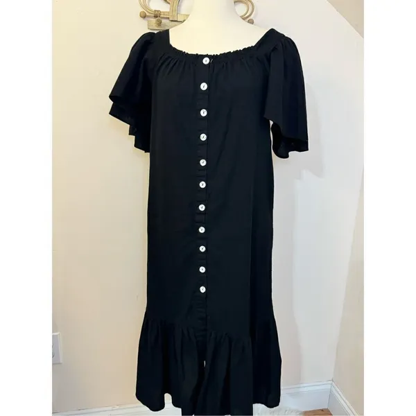 Free People Sweet Sunday Midi Dress Endless Summer Buttondown Black XS - Image 6