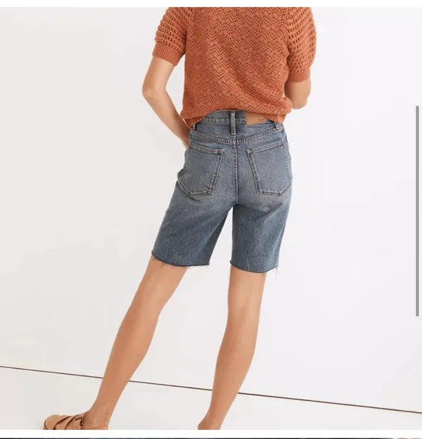 Madewell High Rise Long Denim Shorts - Image 3
