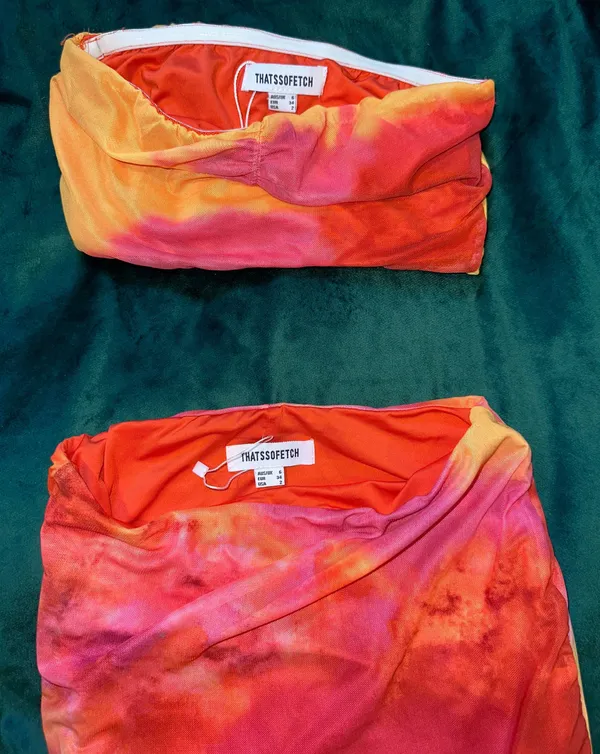 Pink/Orange Maxi Skirt + Tube Top Set - Image 5