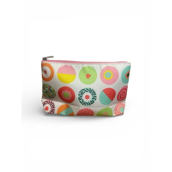 Clinique Cosmetic Bag Donut Pattern Zipper Pouch Pink Interior Makeup Case - Image 2